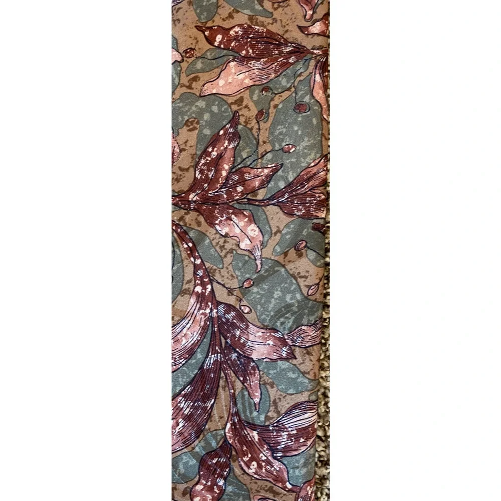 Mens Silk Necktie Pagliano Milan New York Green Brown Earth Tones Floral AOP